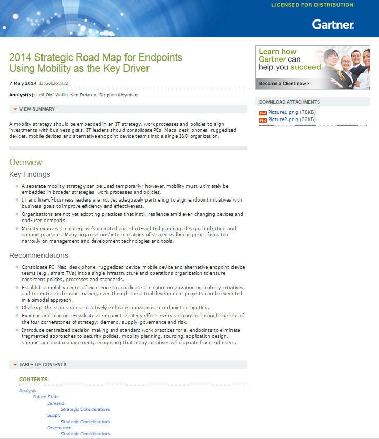 2014 Strategic Road Map for Endpoints Using Mobility as the Key Driver