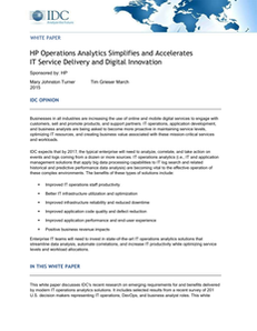 HP Operations Analytics Simplifies and Accelerates IT Service Delivery and Digital Innovation
