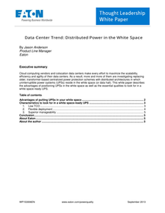 Data Center Trend: Distributed Power in the White Space