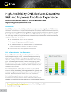 High Availability DNS Reduces Downtime Risk and Improves End-User Experience
