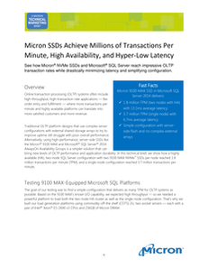 Micron SSDs Achieve Millions of Transactions Per Minute, High Availability, and Hyper-Low Latency