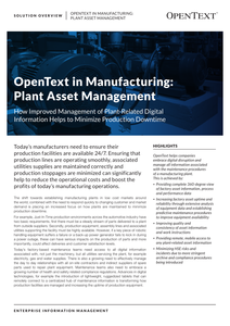 OpenText in Manufacturing: Plant Asset Management