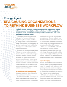 Change Agent: RPA Causing Organizations to Rethink Business Workflow