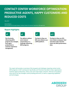 Contact Center Workforce Optimization: Productive Agents, Happy Customers and Reduced Costs
