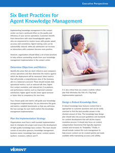 Six Best Practices for Agent Knowledge Management