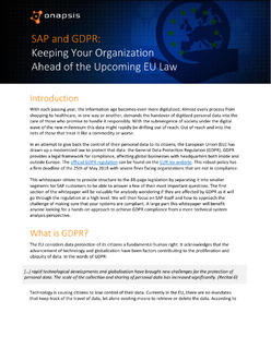 Onapsis Research Whitepaper – SAP & GDPR: Keeping Your Organization Ahead of the Upcoming EU Law