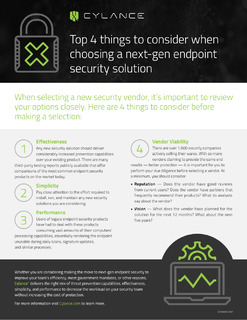 Top 4 things to consider when choosing a next-gen endpoint security solution