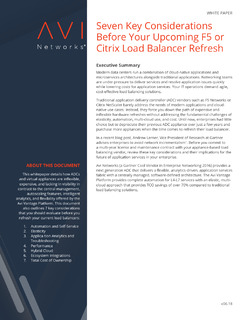 Seven Key Considerations Before Your Upcoming F5 or Citrix Load Balancer Refresh
