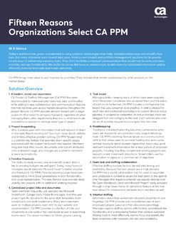 Fifteen Reasons Organizations Select CA PPM