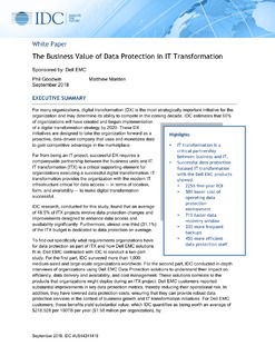 The Business Value of Data Protection in IT Transformation