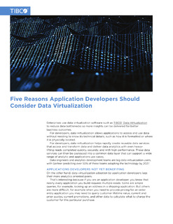 Five Reasons Application Developers Should Consider Data Virtualization