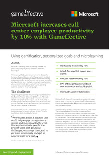 Microsoft increases call center employee productivity by 10% with Gameffective