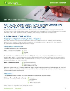 Checklist: Critical Consideration When Choosing A Content Delivery Network