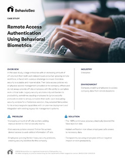 Remote Access Authentication Using Behavioral Biometrics