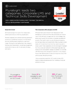 Pluralsight leads two categories: Corporate LMS and Technical Skills Development