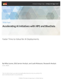 ESG: Accelerating AI Initiatives with HPE and BlueData