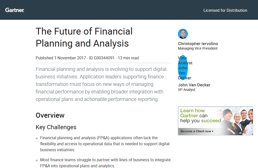 ‘The Future of Financial Planning and Analysis’ by Gartner