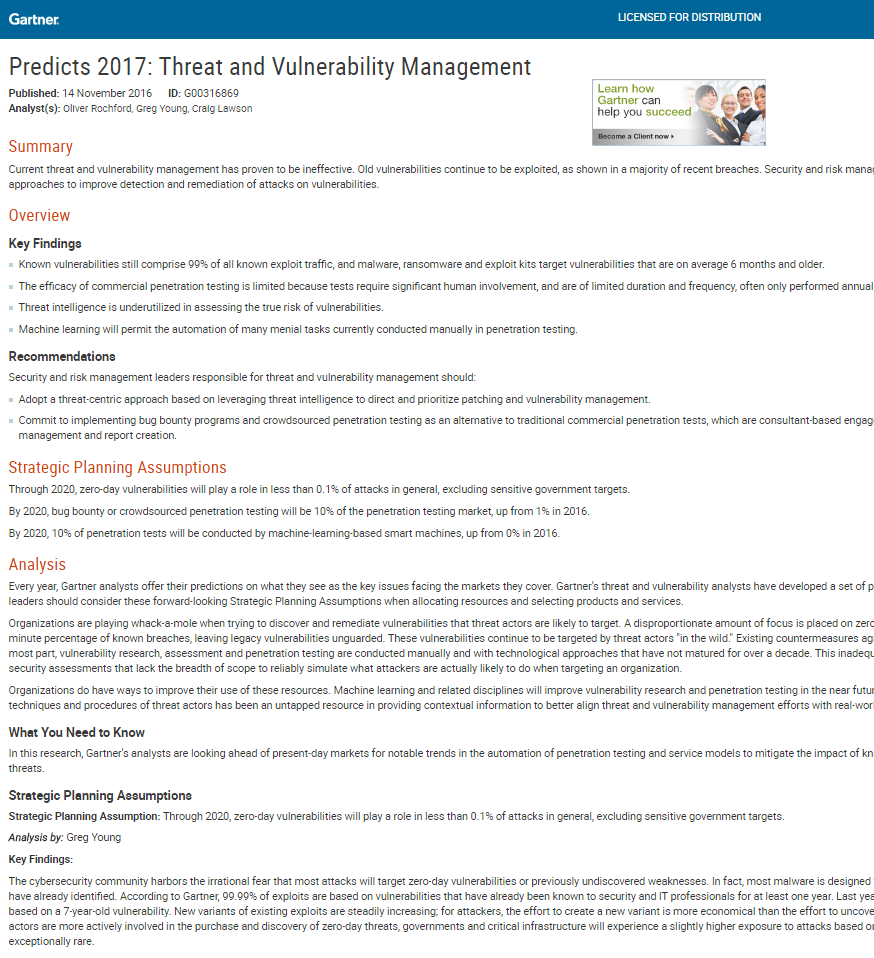 Predicts 2017: Threat and Vulnerability Management