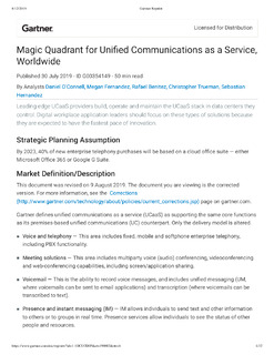 Magic Quadrant for Unified Communications as a Service, Worldwide
