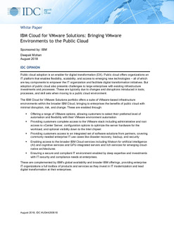 IBM Cloud for VMware Solutions: Bringing VMware Environments to the Public Cloud