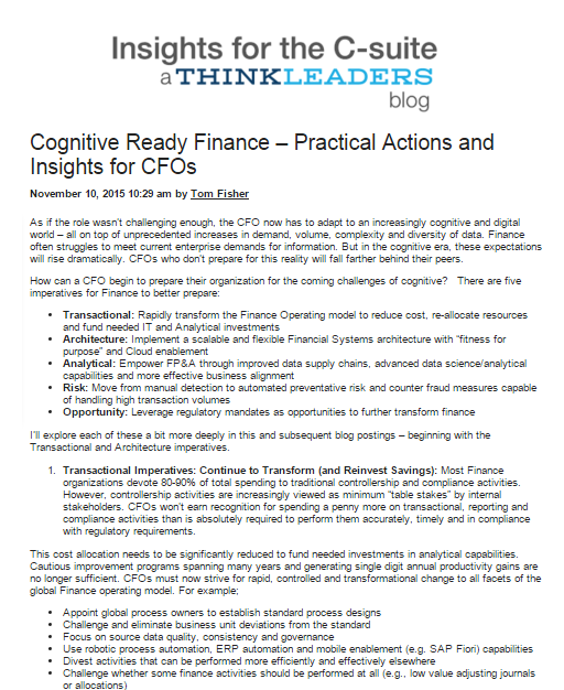 Cognitive Ready Finance – Practical actions and insights for CFOs