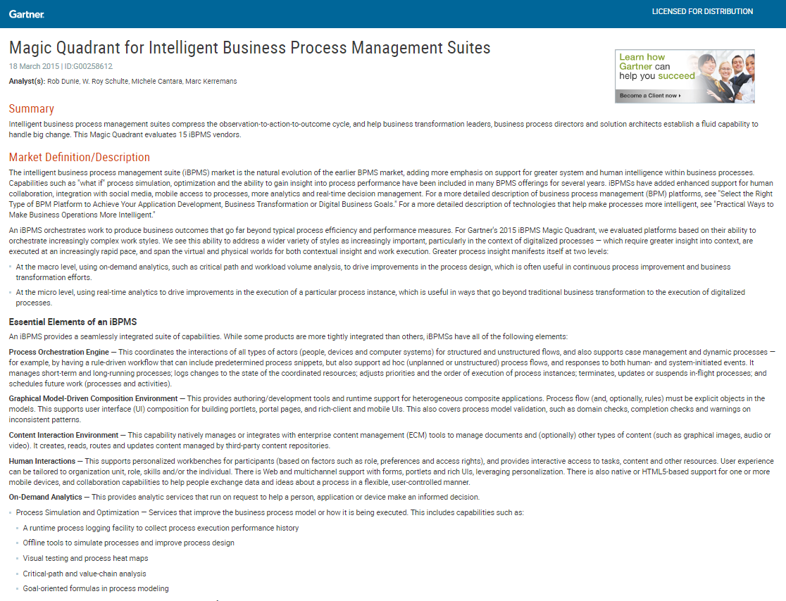 Magic Quadrant for Intelligent Business Process Management Suites