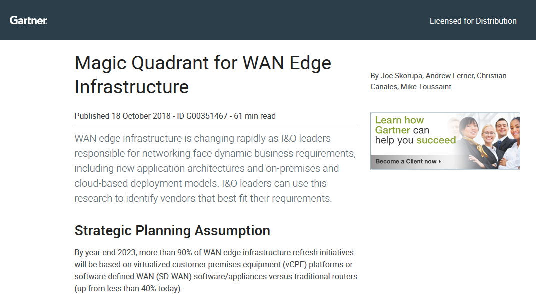Magic Quadrant for WAN Edge Infrastructure