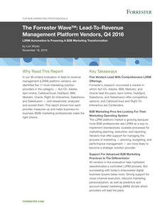 The Forrester Wave: Lead-To-Revenue Management Platform Vendors, Q4 2016