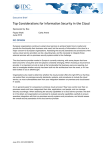 Top Considerations for Information Security in the Cloud