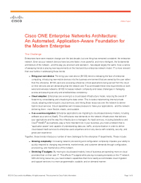 Cisco ONE Enterprise Networks Architecture