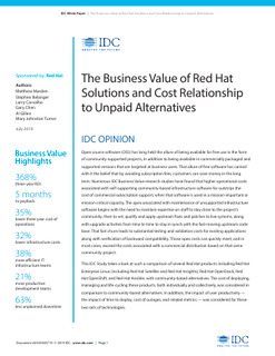 The Business Value of Red Hat Solutions and Cost Relationship to Unpaid Alternatives