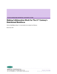 Making Collaboration Work for the 20th Century’s Distributed Workforce
