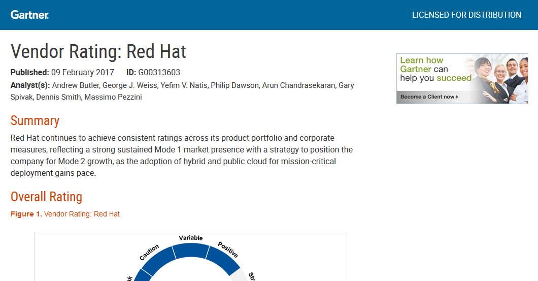 Gartner Vendor Rating – Red Hat