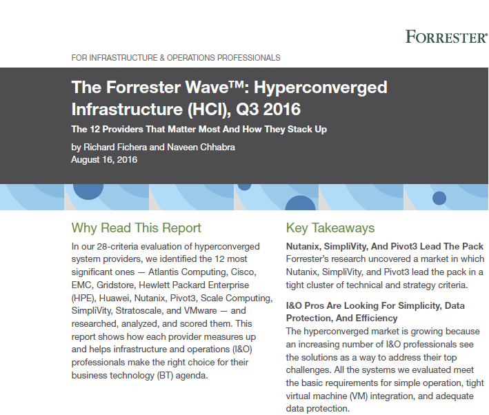 Pivot3 Named a Leader in The Forrester Wave: Hyperconverged Infrastructure, Q3 16