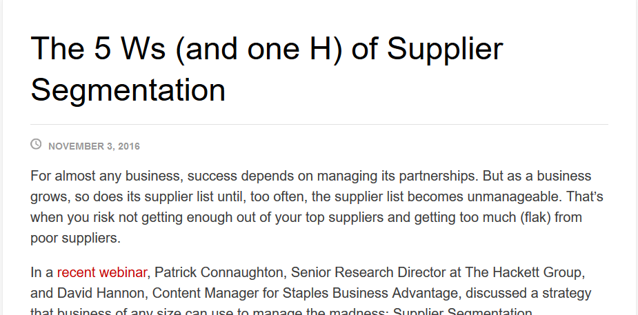 The Five Ws (and One H) of Supplier Segmentation