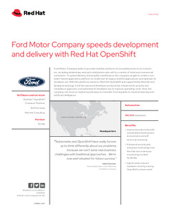 Ford Motor Company Speeds Development and Delivery with Red Hat OpenShift