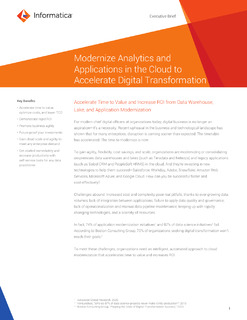 Modernize Analytics and Applications in the Cloud to Accelerate Digital Transformation