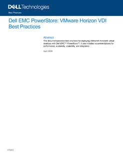 Dell EMC PowerStore: VMware Horizon VDI Best Practices