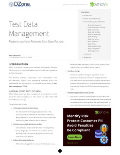 Test Data Management: Patterns and Anti-Patterns for a Data Factory