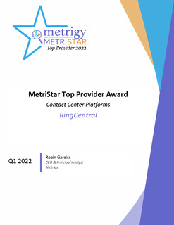 Metrigy 2022 MetriStar Awards: RingCentral