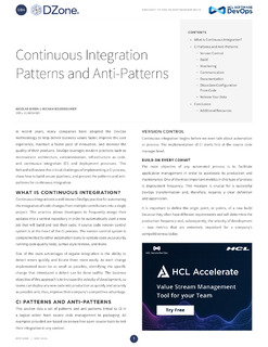 Continuous Integration Patterns and Anti-Patterns