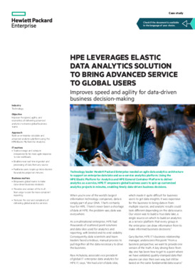 HPE Leverages Elastic Data Analytics Solution To Bring Advanced Service To Global Users