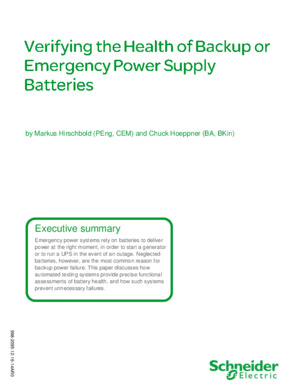 Verifying the Health of Backup or Emergency Power Supply Batteries