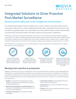 Integrated Solutions to Drive Proactive Post-Market Surveillance