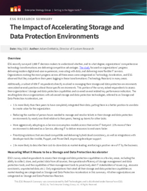 ESG: The Impact of Accelerating Storage and Data Protection Environments