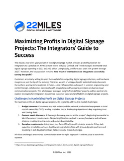Maximizing Profits in Digital Signage Projects: The Integrators’ Guide to Success